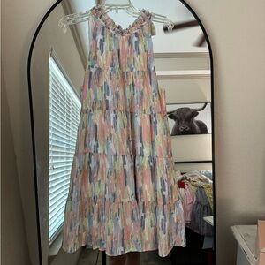 Multicolored Flutter Neck Dress